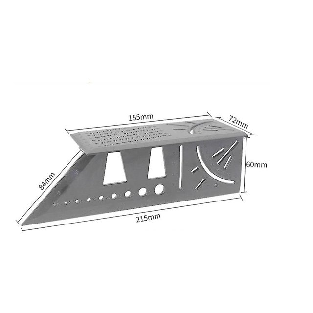 Regla 3d de medición de ángulo de carpintería multifuncional, regla de posicionamiento 3d de carpintería regla de forma de medición de ángulo de curva (gris) (1 pieza) LingWen 9024715541291
