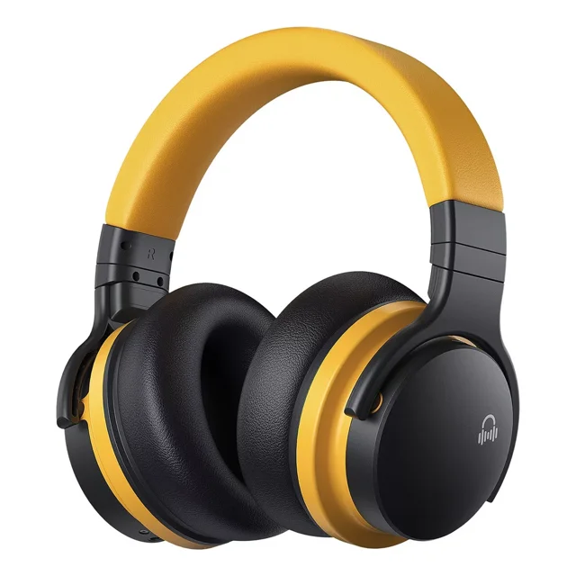 Cowin E7C Auriculares Inalámbricos Bluetooth ANC, Cómoda Experiencia Inalámbrica, Peso Ligero, Bluetooth 5.0, Micrófono Para Llamadas, 30 Horas De Tiempo De Juego En Viajes/Trabajo, Amarillo