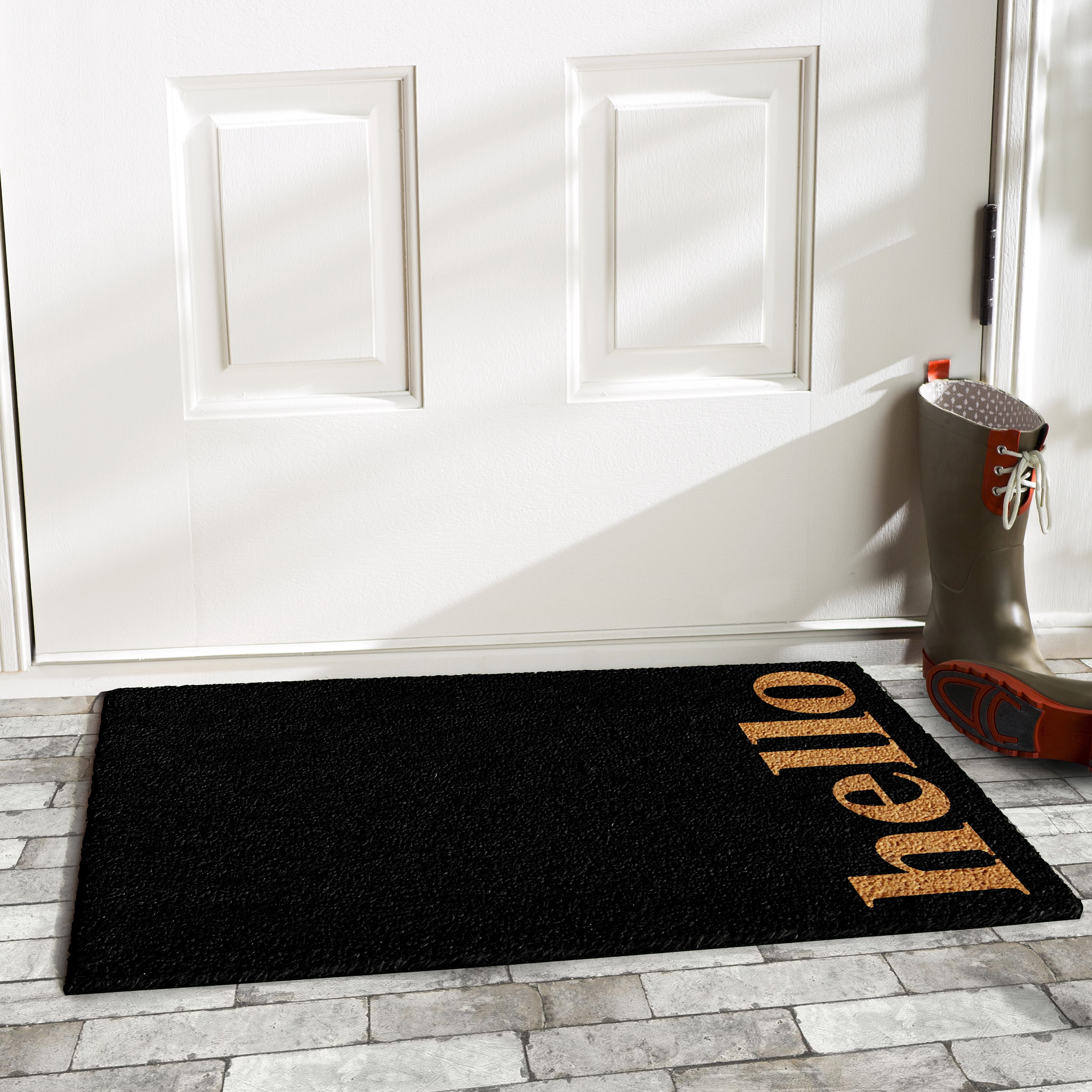 Calloway Mills Vertical Hello Outdoor Coir Doormat, 17" x 29"