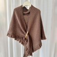 thumbnail image 2 of ManxiVoo Womens Solid Color Triangle Shawl Wrap Windproof Warm Cloak Cardigan Lightweight Versatile Autumn Spring Brown, 2 of 4