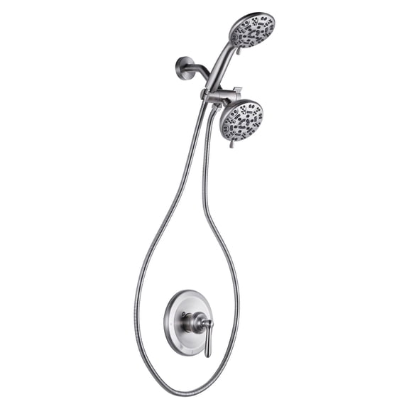 WOWOW Dual Shower Faucet Set Relax 7-Spray 4.5 in. Dual Shower Head and Handheld Shower Head in Brushed Nickel