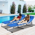 thumbnail image 4 of Costway Tumbona Ajustable Plegable Silla Reclinable de Playa con Cojines para Acostarse Boca Abajo/Arriba y Cavidad Facial Azul, 4 of 9
