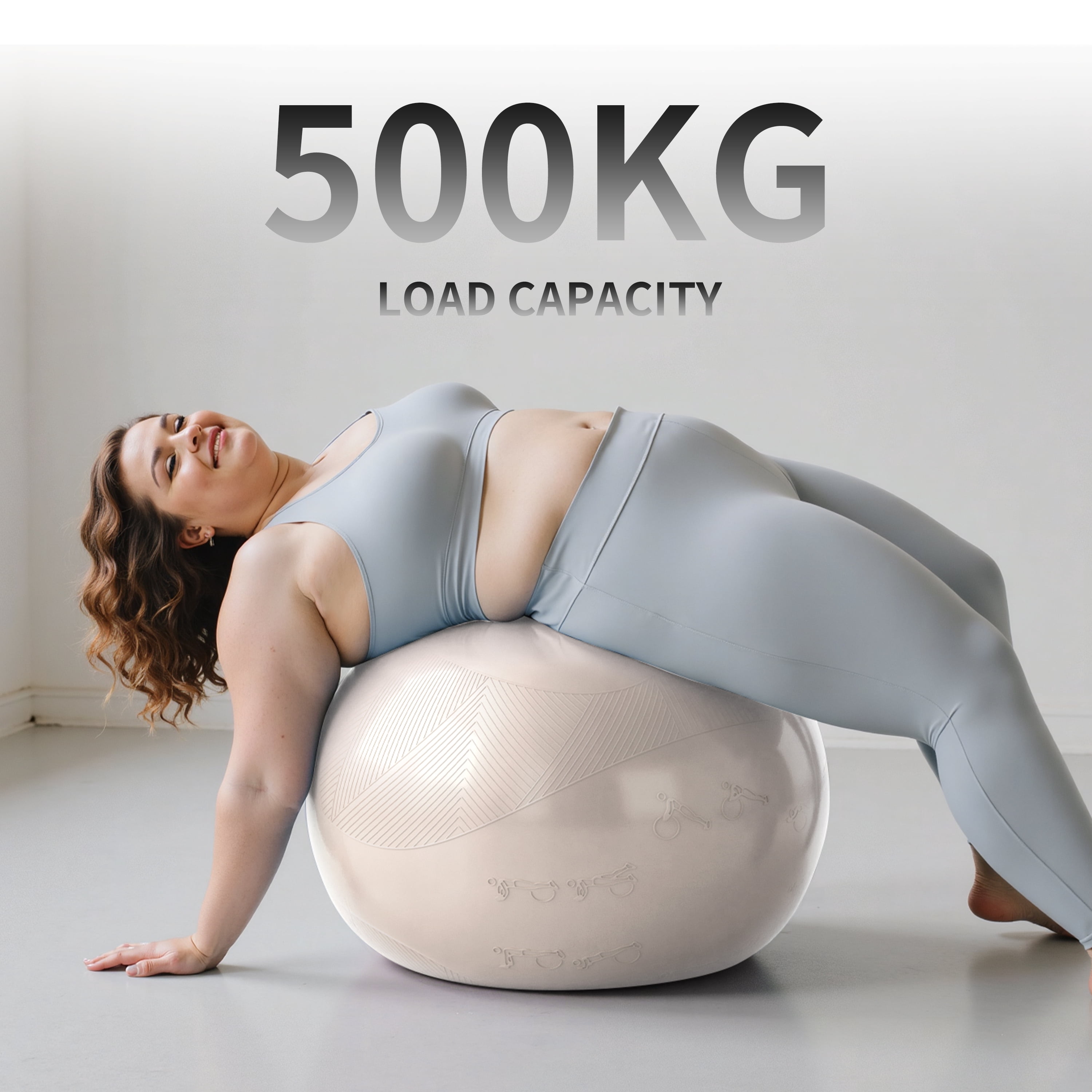 FITMIND Thick Exercise Ball with Embossed Pattern, 25in, Hand Pump, Anti-Burst, Apricot