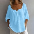thumbnail image 2 of Lopecy-Sta Tops for Women 3/4 Sleeve Square Neck Button Detail Casual Top For Spring And Summer Wear, 2 of 6