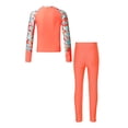 thumbnail image 2 of iEFiEL Kids Girls 2 Piece Swimsuit Floral Long Sleeve Rashguard Swim Shirt with Pants Beach Swimwear Set Orange 6, 2 of 7