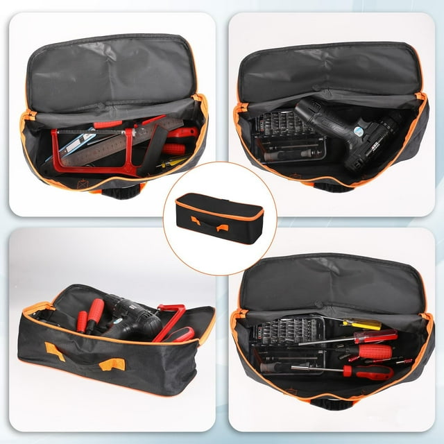 Sac à Outils à Fermeture Éclair Robuste, Sac à Outils Imperméable, Organisateur d'Outils Portable Multi-Usage, Kit d'Outils de Voiture, Sac de Rangement pour Tournevis, Pinces, Clés, Idéal pour les Mécaniciens et les Amateurs de Bricolage