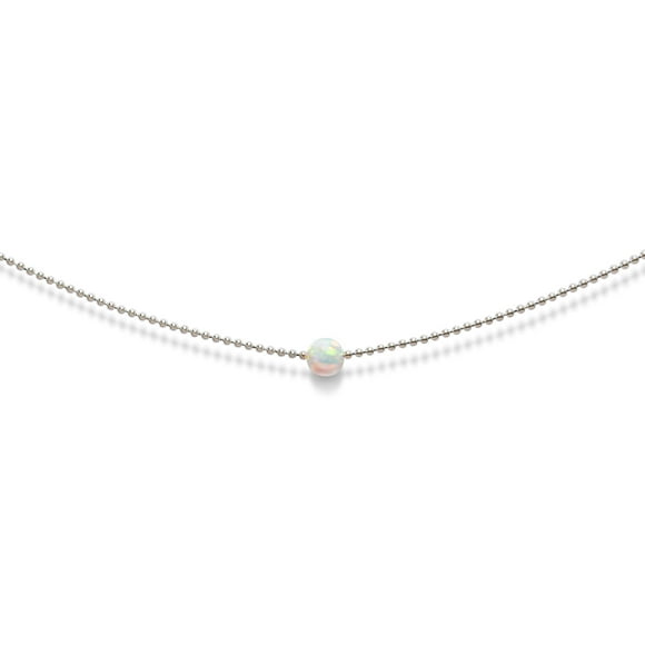 Benevolence LA White Gold Choker Necklace, 14k Gold Dipped Opal Necklace, Dainty Beaded Necklace for Women, Gifts for Mom, Delicate Short Necklace, Designed in California, Gift for Her