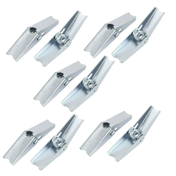 M8 Dia Female Thread Spring Loaded Hollow Wall Anchor Toggle Wing Nut 10pcs