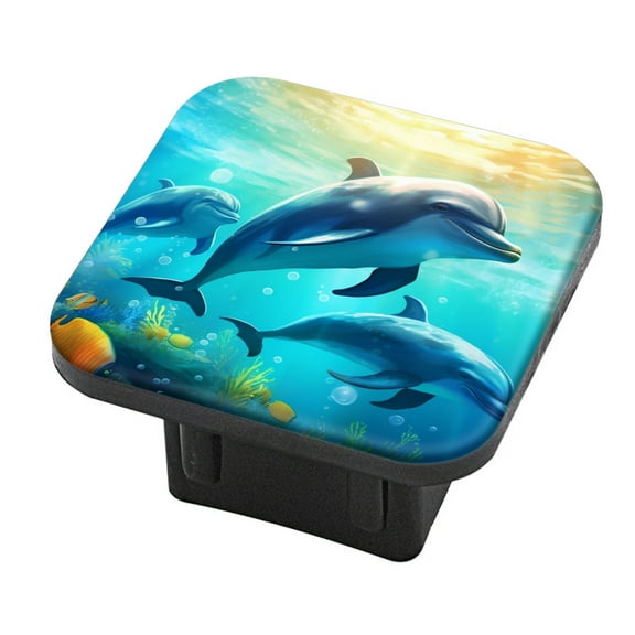 Hitch Cover Fits For 2-Inch Hitch,Dolphins Swimming In The Ocean With Bright And Clear Colorsrubber Trailer Hitch Cover Tube Plug Insert,Car Exterior Accessories, Receiver Tube Hitch Plug