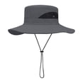 thumbnail image 2 of Sombrero de cubo, sombrero para el sol, gorras de playa, secado rápido, ala ancha, gorras de camping de verano, pesca Gris oscuro, 2 of 9