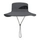 thumbnail image 2 of Sombrero de pescador de secado rápido para hombres y mujeres, sombrero para el sol, gorras de camping de verano, transpirable, para el sol Gris oscuro, 2 of 9