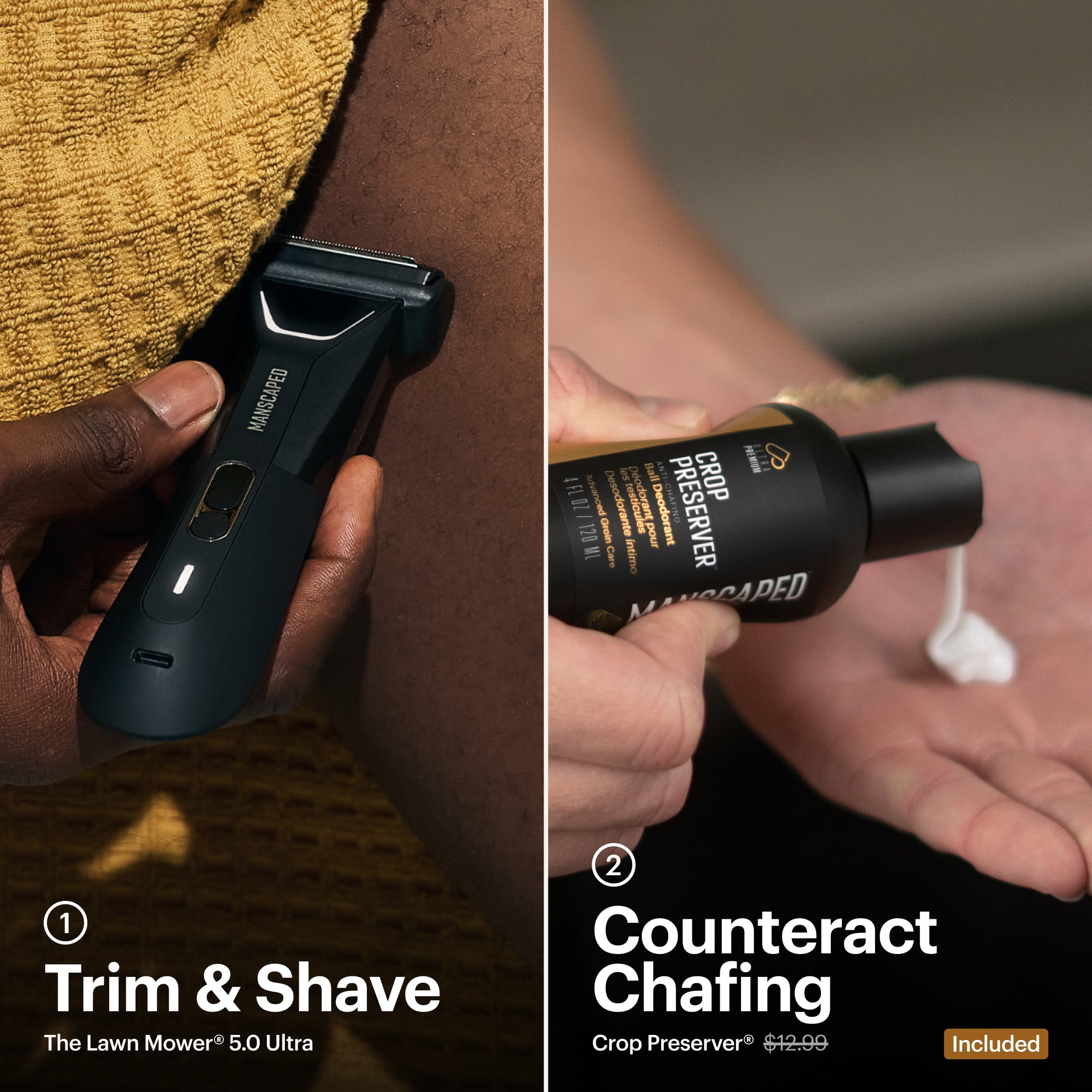 MANSCAPED® The Lawn Mower® 5.0 Ultra Precision Pack - Men's Groin Shaver & Body Hair Trimmer with 4oz. Crop Preserver® Groin Deodorant