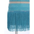 thumbnail image 5 of Miutii Kids Girls Shiny Rhinestone Crop Top and Fringe Skirt Tassel Latin Salsa Rumba Dance Dress 2 Piece Outfit Blue Green 8, 5 of 7