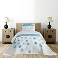 thumbnail image 3 of Ambesonne Blue White Quilted Coverlet 2 Pcs, Rain Drops and Cloud, Twin Size, Blue White, 3 of 5
