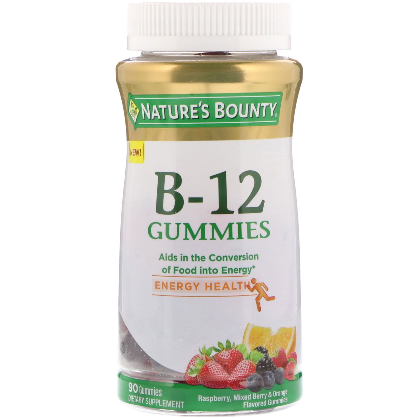 Nature's Bounty Vitamin B-12 Gummies, Raspberry, Mixed Berry & Orange ...