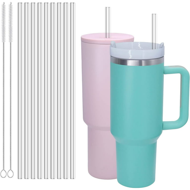 Stanley Cup Accessories Straw Replacement, 9 extra long reusable straws and  2 straw brushes for Stanley 40 oz. mugs with handles 
