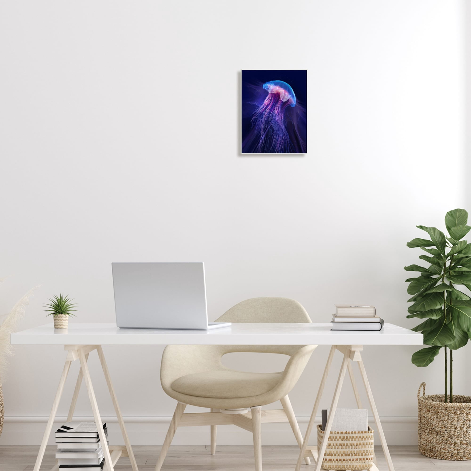 Stupell Industries Vivid Purple Jellyfish Swimming Ocean Sea Life Wood Wall Art, 10 x 15, Design by Steve Hunziker
