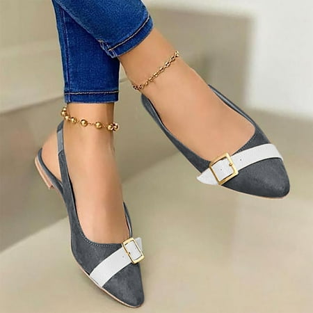 

Women Casual Color Matching Elastic Band Flat Pointed Toe Sandals Single Shoes