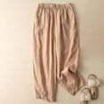 thumbnail image 5 of Endives Linen Pant Women Bloomers Drooping Pants Wide Leg Pants High Waist Loose Slim Casual Cropped Pants Straight Leg Baggy Pants Pink, 5 of 6