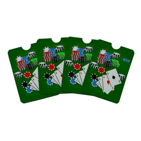Gambling Chips Poker Aces Cards Chips Gambling Credit Card RFID Blocker Holder Protector Wallet Purse Sleeves Set of 4 ()