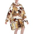 thumbnail image 2 of Beer And Wine Barrel,Women's Oversized Wearable Blanket Hoodie, Blanket Sweatshirt,Flannel Pullover Blanket, 2 of 9