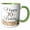 Green/White, variant on 3drose, Happy 70th Birthday with Peach Flowers, 15oz Two-tone Blue Mug