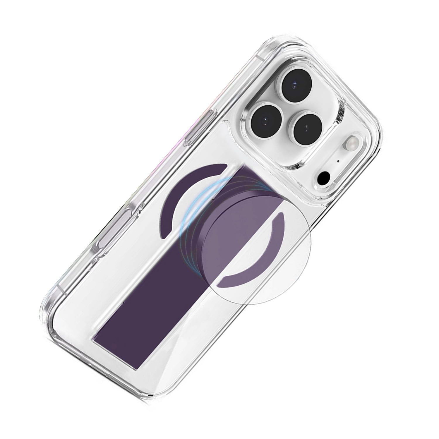 Hard Transparent Phone Case with Built-In MagGrip for iPhone 17 Pro Max - Purple