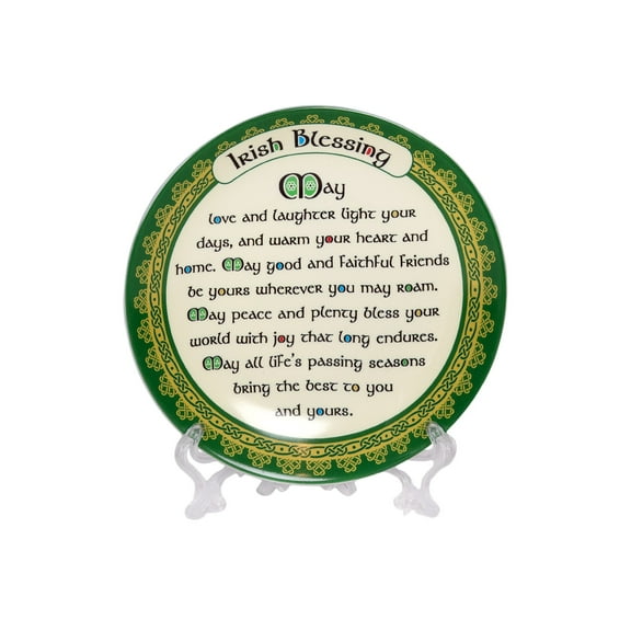 Irish Blessing Plate – 4" Celtic Shamrock Decorative Plate, Irish Gift & Souvenir