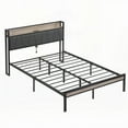 thumbnail image 5 of Modern Queen Size Metal Bed Frame with Wooden Headboard & Footboard & Storage, 5 of 12