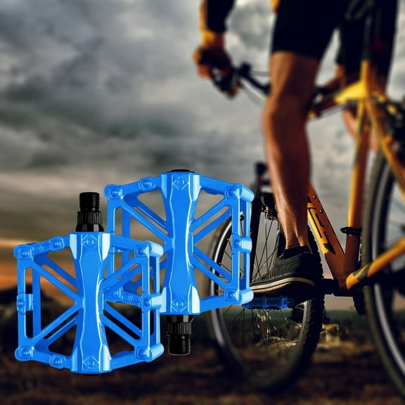 High-Performance Bicycle Pedals, 9/16" Universal Aluminum Alloy Flat Pedals for Adults - Non-Slip Surface for MTB, BMX, Hybrid & Commuter bikes - Ultra-Lightweight & Durable - Blue