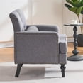 thumbnail image 6 of Tufted Club Accent Chair with Pillow, Gray Linen Corduroy Upholstered Armchair for Living Room, 6 of 9