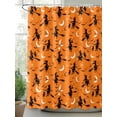 thumbnail image 2 of Fsddascl Red Orange Halloween Shower Curtain Set - Small 36" x 72" Washable Bathtub Curtain with 12 Hooks, Flying Witch Bats Moon Waterproof Fabric Stall Shower Curtains for Bathroom/Bathtub Décor, 2 of 6