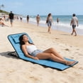 thumbnail image 4 of EGNMCR Camping et Randonnée Tapis de Plage Chaise de Camping Portable Pliable Inclinable Lounges avec Dossier Réglable pour Bain de Soleil sur Sable Pique-Nique Oxford Lounge, 4 of 7