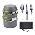 thumbnail image 2 of Kit de utensilios de cocina para acampar 5 piezas Mochilero Senderismo Vajilla Olla Sartén Tazón, Pesca al aire libre Cocinar Cubiertos plegables Tene Verde Macarena Utensilios de cocina al aire libre, 2 of 8