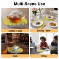 thumbnail image 2 of Abstract Yellow Grey Round 13 Inch Placemats Set of 8, Modern Minimalist Graffiti Artwork HeatResistant Non Slip Place Mats for Dining Table, Wipeable Braided Kitchen Table Mats for Housewarming, 2 of 9