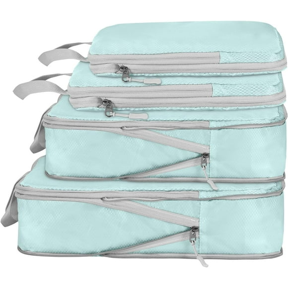 Compression Packing Cubes - 4 Piece Ultralight Suitcase Organizers - Travel Essentials for Luggage - Durable Organizer Bags Set