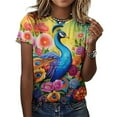 thumbnail image 3 of Pavos Reales Y Flores T-Shirts Casual T-Shirt Short Sleeve Women Trendy Tshirt Beach Custom Tops, 3 of 5