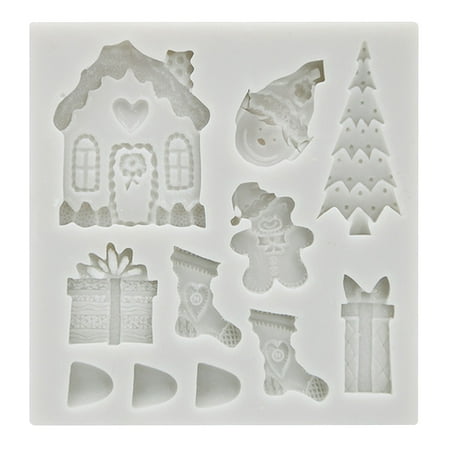 

Christmas Cake 3D Silicone Stencils Christmas Tree House Gift Silicone Sugar Cake Mold