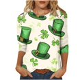 thumbnail image 2 of YWDJ Green 3/4 Length Sleeve Womens Tops St Patricks Day with Crew Neck Polyester Casual St. Patricks Day Blouse Tops for Irish Themed Gifts M, 2 of 5