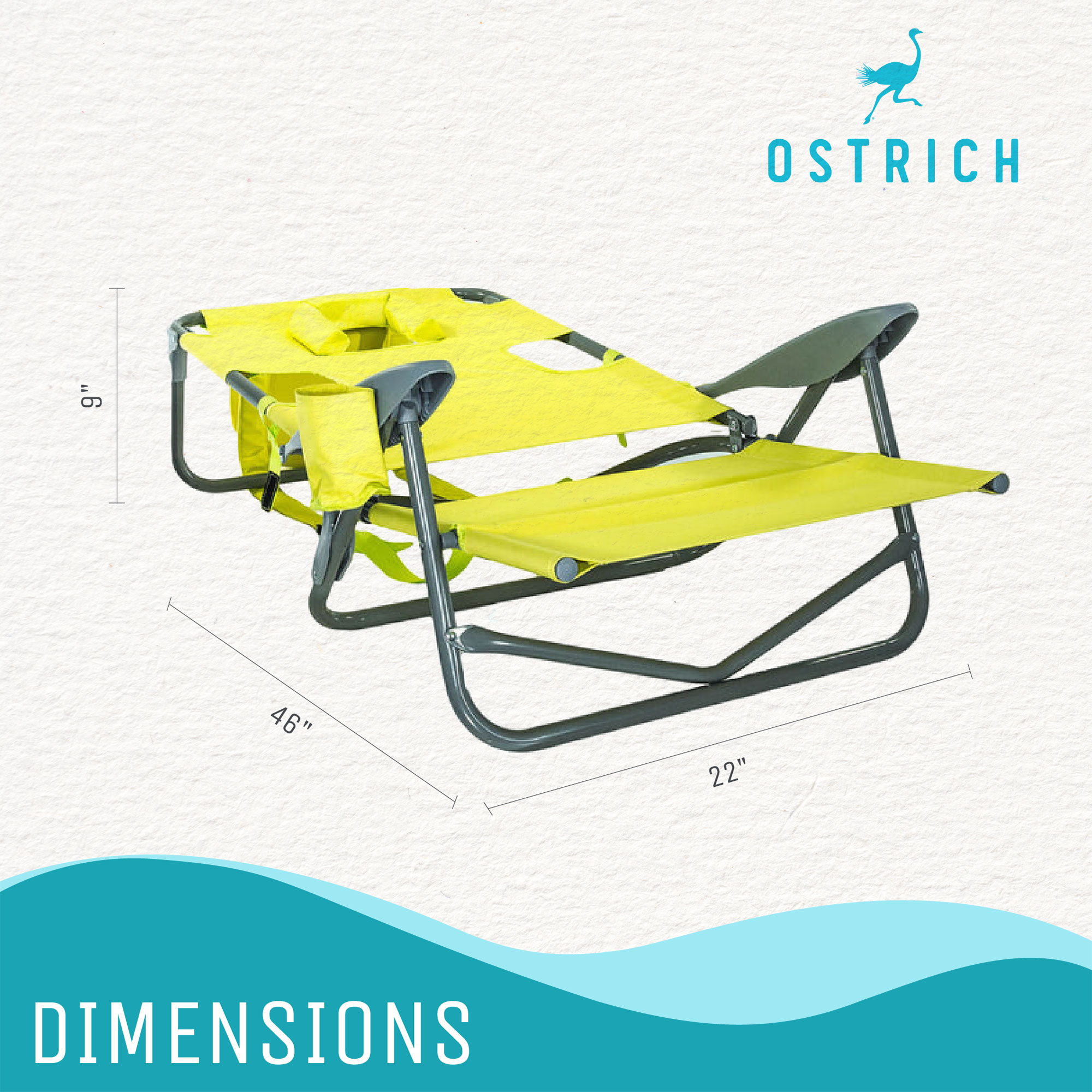 Ostrich On-Your-Back Outdoor Reclining Beach Pool Camping Chair, Green - image 2 of 9