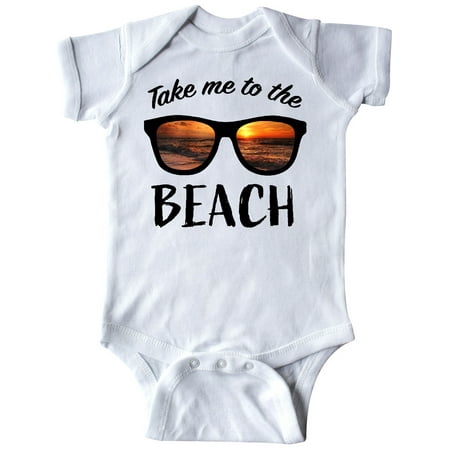 

Inktastic Take Me to the Beach Sunglasses with Sunset in Lenses Gift Baby Boy or Baby Girl Bodysuit