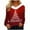 Red-2, variant on Christmas Top for Women V Neck Plush Collar Graphic Print Long Sleeve T Shirt Purple XL