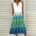 thumbnail image 2 of BangWanChi Boho Dresses for Women 2026 New Women's V-neck Button Button Sleeveless Printed Long Dress, 2 of 5