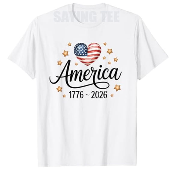 【New Arrival】America 250th Anniversary T-Shirt – Patriotic 1776-2026 Flag Heart Graphic Tee, Classic Independence Day Top for Men & Women