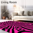 thumbnail image 2 of ODIKA 8'x10' Machine Washable Non-Slip Area Rug, Whimsical Jungle Cat Plush with Striped Paw Print Motifs High Traffic Rug, Pink, 723523, 2 of 5
