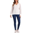 thumbnail image 2 of INSPIRAR CHIC Blusa de Manga de Encaje para Mujeres Casual Trabajo Oficina Top Camisa XL Blanca, 2 of 5