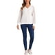 thumbnail image 2 of INSPIRAR CHIC Blusa de Manga de Encaje para Mujeres, Casual, Oficina, Top de Cuello en V, Camisa M Blanca, 2 of 5