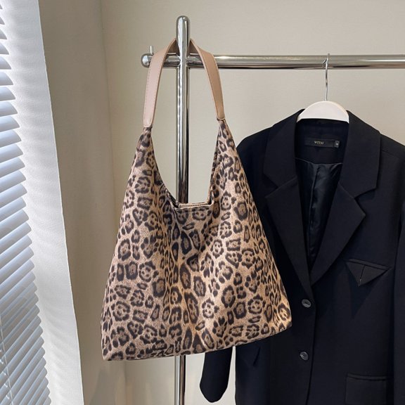 Leopard Tote Bag for Women Cheetah Shoudle Purse Brown Vintage Hobo Bag Large Capacity Tote Bag for Work