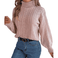 thumbnail image 1 of Suéter, suéter de cuello alto para mujer, punto cable, suéter, 1 of 6