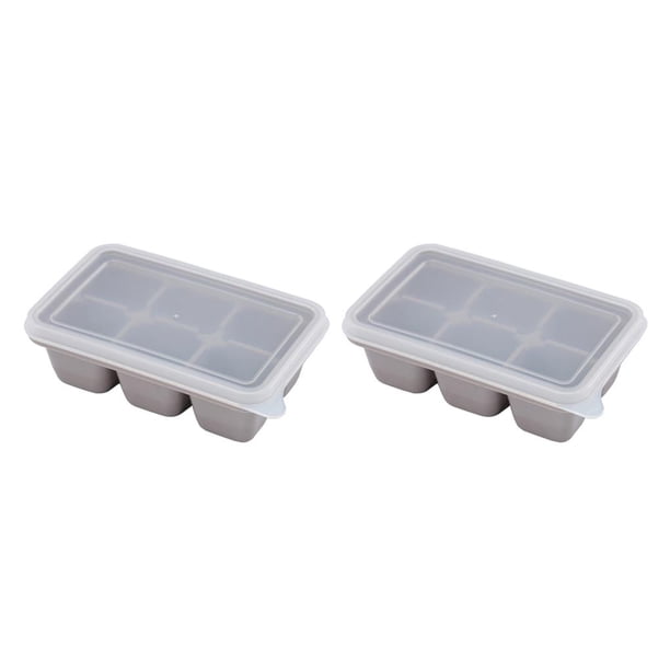 Billuyoard Bandeja de cubitos de hielo de 6 rejillas, molde reutilizable para dulces, pasteles, pudín, Chocolate, molde para el hogar, Gris oscuro 2Conjunto